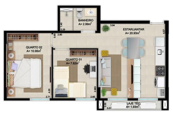 Apartamento, Guará II, 2 Quartos, 1 Vaga