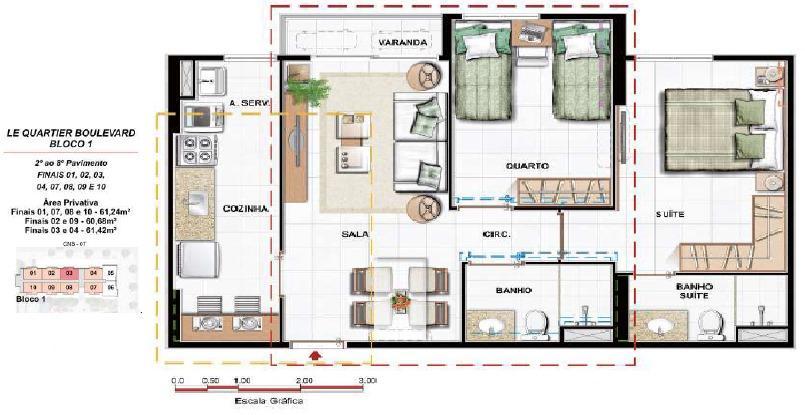 Apartamento, Taguatinga Norte, 2 Quartos, 1 Vaga, 1 Suíte