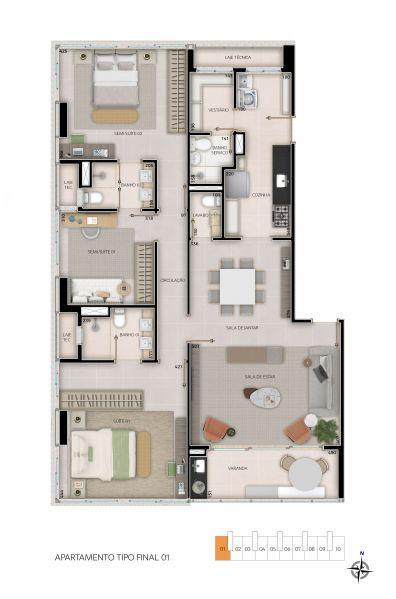 Apartamento, Noroeste, 3 Quartos, 2 Vagas, 1 Suíte