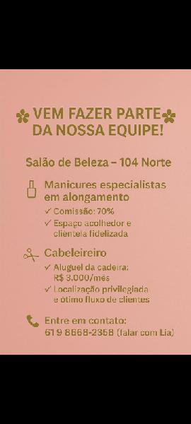 Ofereço Vaga Para: Manicure Especi-
