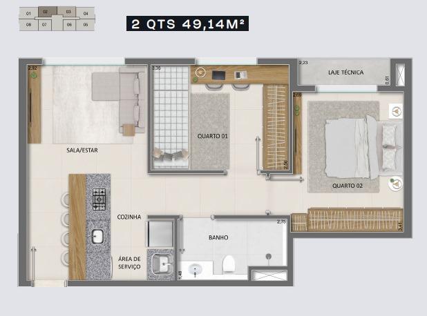 Apartamento, Águas Claras, 2 Quartos, 1 Vaga