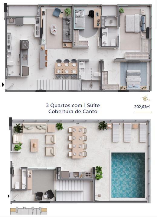 Cobertura, Noroeste, 3 Quartos, 3 Vagas, 1 Suíte
